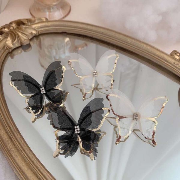 

hbp fashion temperament butterfly elegant female indifference wind fairy versatile ear stud lace earrings, Silver
