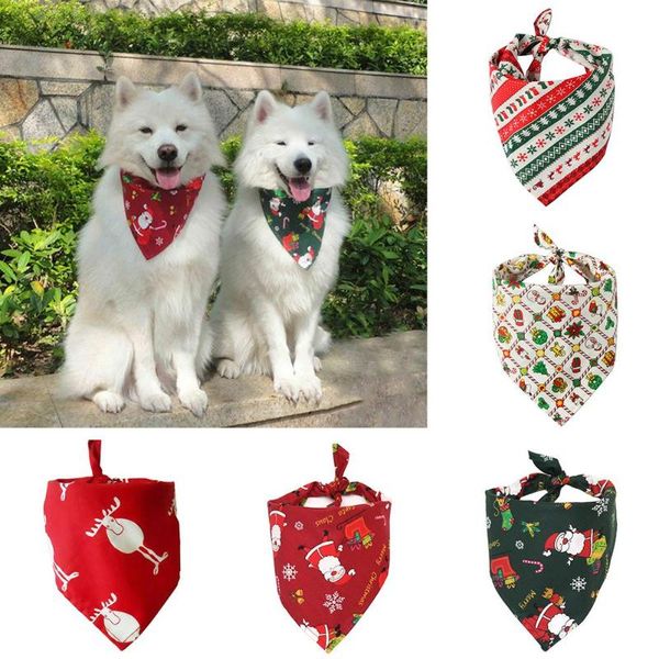 

dog apparel christmas pet puppy santa elk snowflake bandana bibs towel scarf neckerchief product accessories