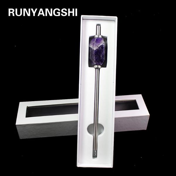 

decorative objects & figurines runyangshi 1pc eco-friendly collapsible dream amethyst drink straw purplecrystal reusable stainless steel wit