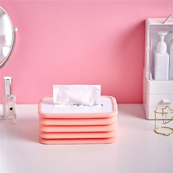 

tissue boxes & napkins silicone foldable holder household paper towel storage box retractable for car home office