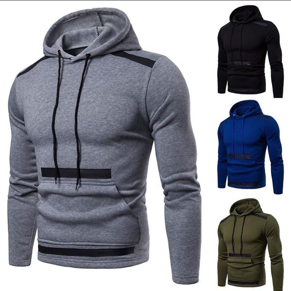 

men's hoodies & sweatshirts european and american sweaters personality color matching slim hooded plus size jacket men, Black