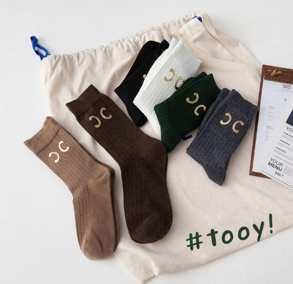 

fashion luxury brand designer socks solid color gilding wool knitting outdoor sports stockings for womens ten pairs winter pure cotton keep, Black;white