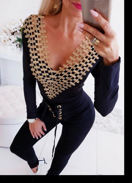 

women playsuit lace body see through long sleeve cartoon ladies outwear v neck bodysuit 2021 exotic apparel, Black;white