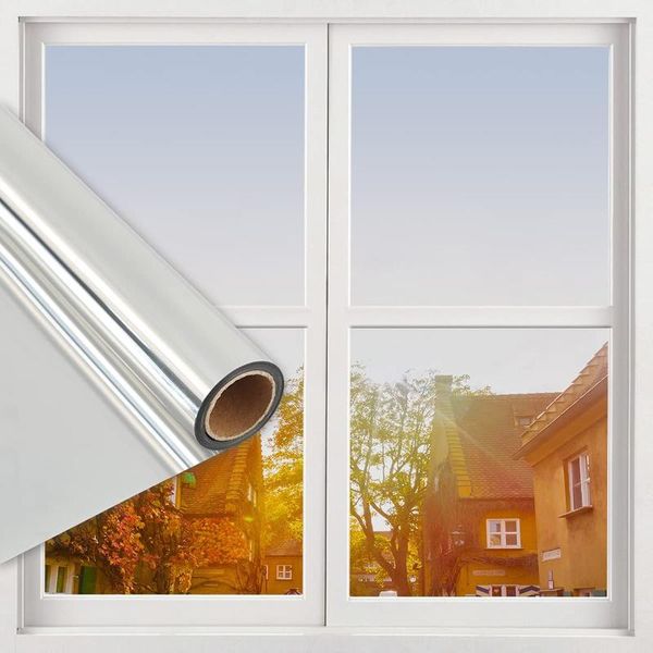 

window stickers luckyyj one way film privacy , self-adhesive glass reflective heat control anti uv tint for home office