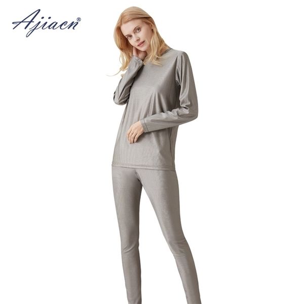 

genuine radiation-poof women's long underwear set 5g communication, monitoring room emf shielding 100% silver fiber underwear 211217, Black;pink