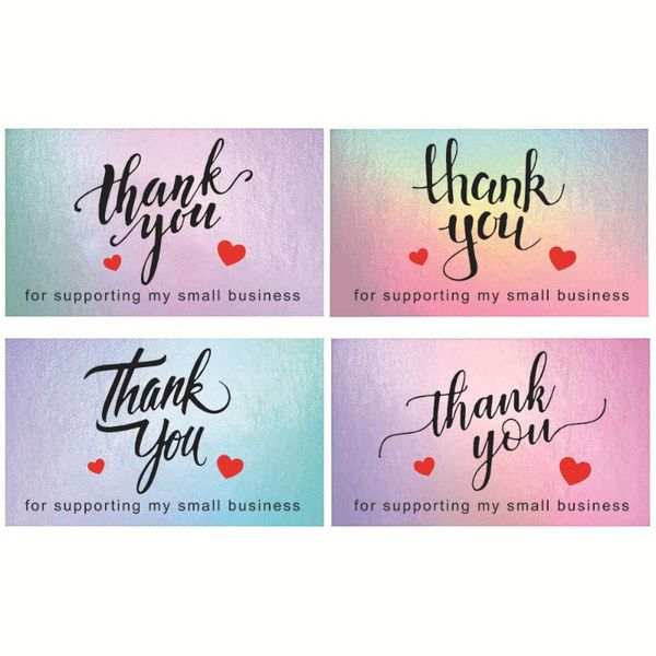 

greeting cards 50pcs thank you for your order business shopping laser appreciation card small 5*9cm