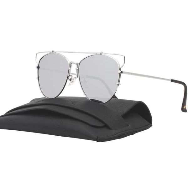 

fashion sunglasses frames flat vintage retro polarized outdoor driving eyewear uv400 metal sun glasses with leather case packing, Black