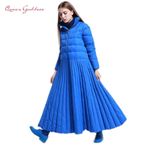 

autumn and winter skirt style long down women jacket special design coat blue plus size parkas female and causal warm wear 201211, Black
