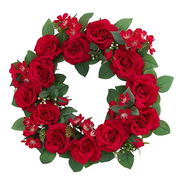 

decorative flowers & wreaths artificial rose wreath spring summer for front door farmhouse window wall wedding party home decor