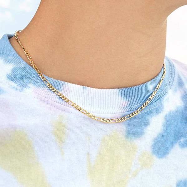 

chokers classic fashion figaro chain necklace for women men gold color metal choker jewelry accessories, Golden;silver
