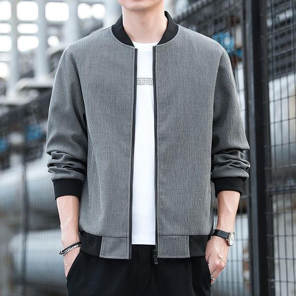 

men's jackets 2021 fall baseball collar jacket youth simple trend casual, Black;brown