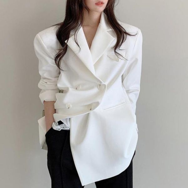 

women's suits & blazers arrival spring french style blazer women double breasted notched office lady small suit, White;black