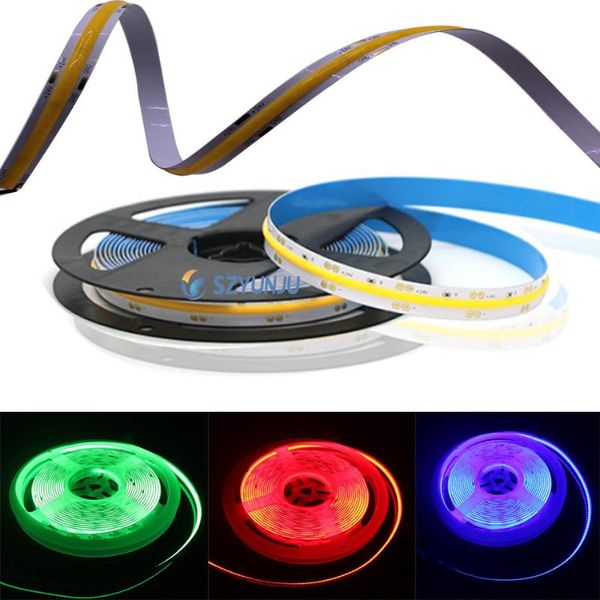 

strips dc12v/24v high density cob led flexible strip light warm white / cool red green blue for cupboard wardrobe decor ip30