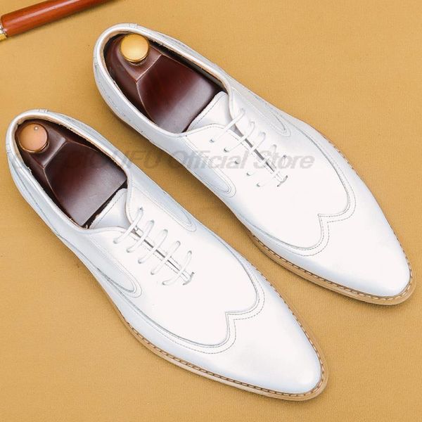 

dress shoes lacing white leather men formal genuine wedding business oxford brogue pointed toe italy shoe q5kn a1ex, Black