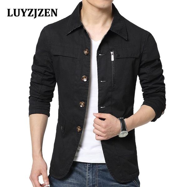 

men's jackets male style casual jacket solid fashion coats mens cotton military overcoat outerwear slim fit men brand big size 6, Black;brown