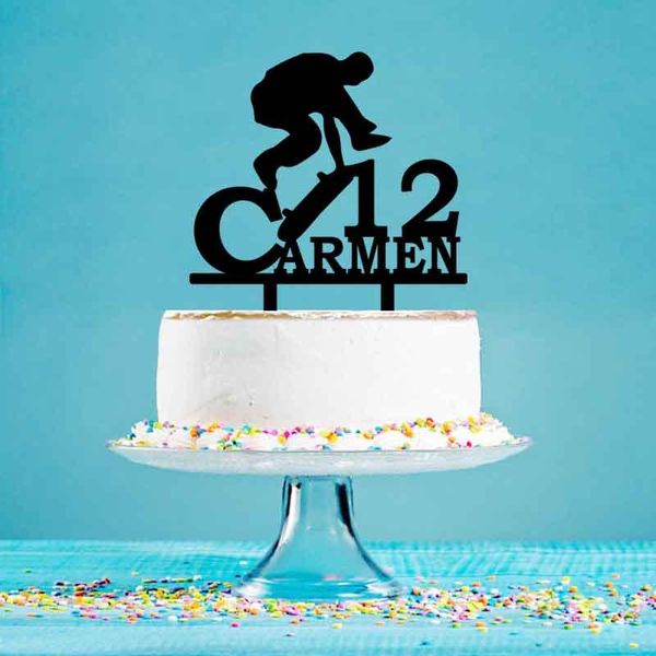 

other festive & party supplies personalized birthday cake er custom name age boy play skateboard for kids decoration yc103