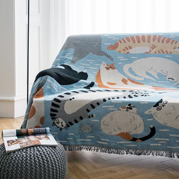 

chair covers cat pattern sofa for living room towel picnic cloth decorative tapestry blanket bed carpet