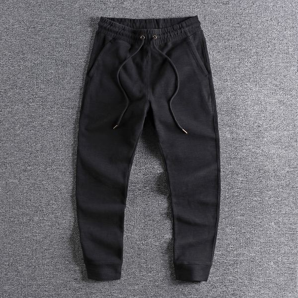 

2021 new arrival knitted youth sports leggings european and american solid color casual pants for men 0698 u4lw, Black