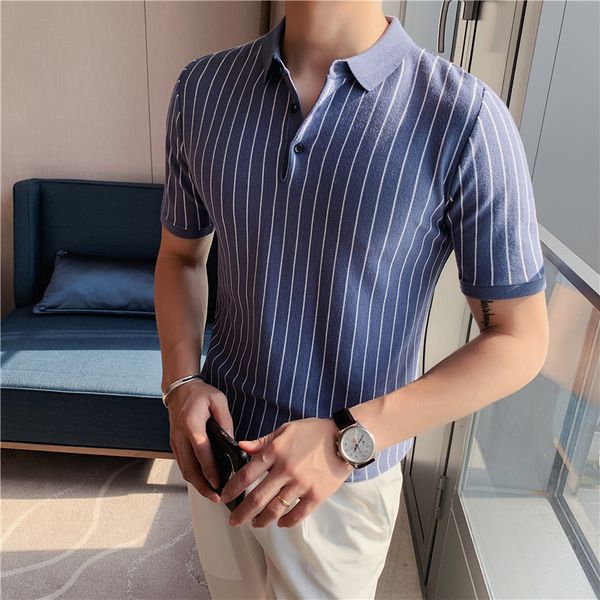 

british style spring will see new vertical stripes polo shirts of men with short sleeves fine casual fit stretched mesh homme 3xl n4hz, White;black