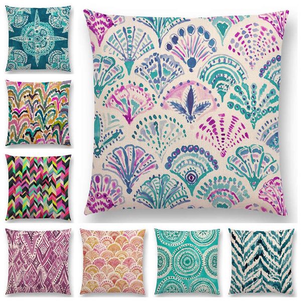 

new design watercolor waves coral stripe paisley geometry rainbow prints colorful cushion cover design available