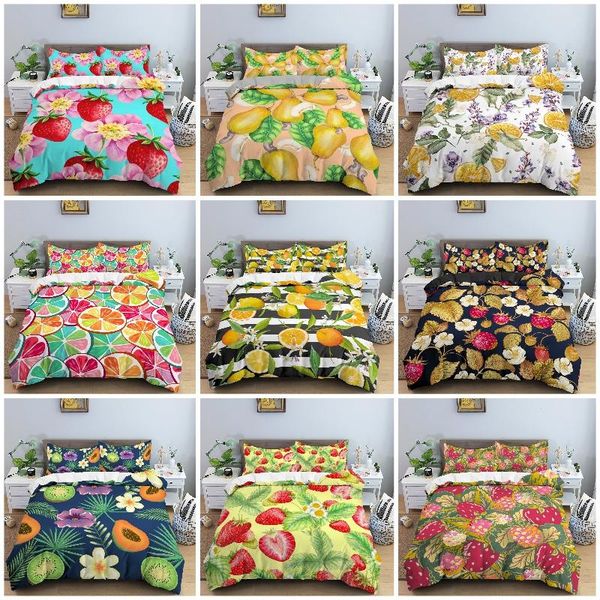 

bedding sets strawberry orange pattern fruit duvet cover cozy quilt twin/king/ size bedclothes for kids bedroom