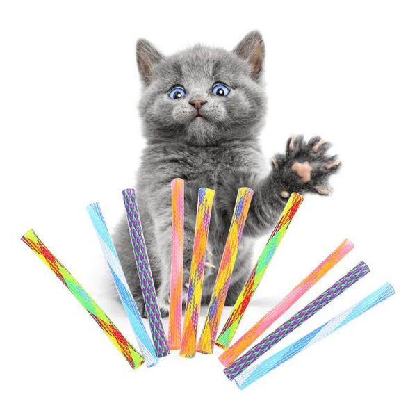 

cat toys 10pcs pet spring interactive durable gauge plastic kitten chewing playing toy