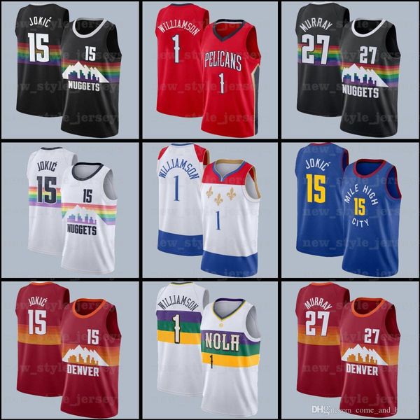 

ncaa duke 1 zion 15 nikola williamson murray jokic 27 jamal s8 denver nuggets new orleans pelicans men basketball jerseys, Black;red