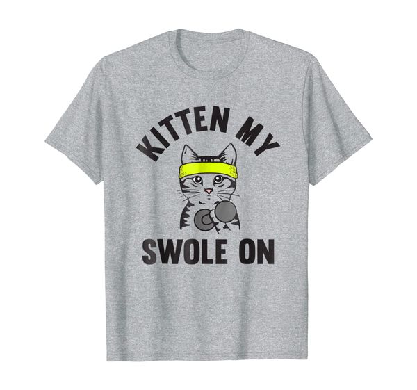 

kitten my swole on funny cat lover gym t-shirt, White;black