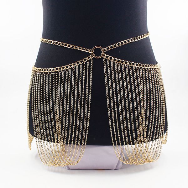 

luxury gold color metal female fashion stage performance belly personality beach bikini tassel waist chain, Silver