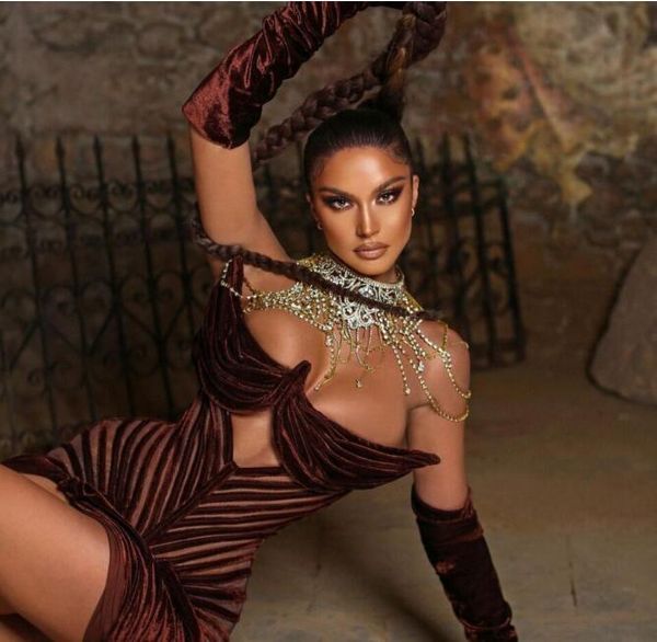 

evening dress lenaberisha yousef aljasmi long dress sweetheart sheath split kim kardashian dark wine clothing, Red