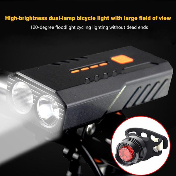 

5000 mah bicycle light focus set headlight for bike running lighting lantern led usb mtb rechargeable lamp flash front and rear