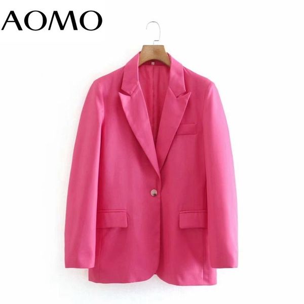 

women's suits & blazers aomo women 2021 fashion solid pink blazer coat vintage long sleeve female outerwear chic 2j39a, White;black