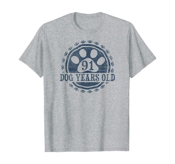 

91 dog years old, 13 in human 13th birthday gift t-shirt, White;black