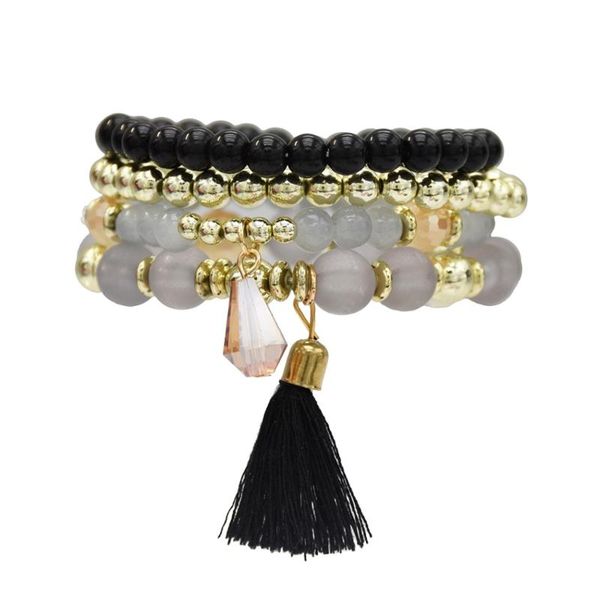 

charm bracelets amazing tibet bohemian resin beaded stone tassel bracelet crystal strand mala rosary arm lucky amulet wristband vintage jewe, Golden;silver