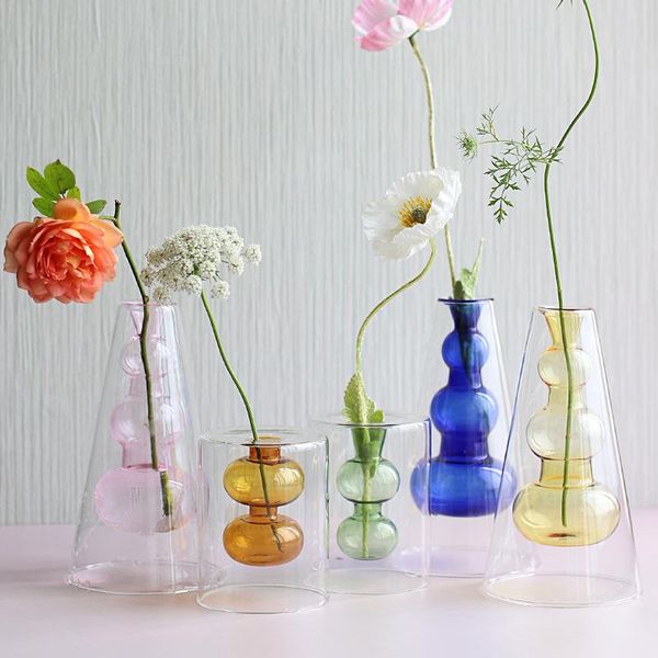 

vases nordic modern creative hydroponic transparent glass vase living room dining table personality art decoration device