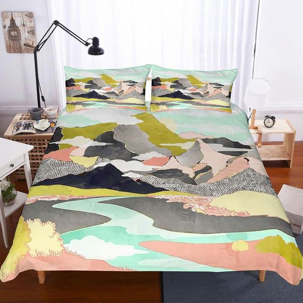 

landscape 2/3pcs sunshine, mountain bedding set full size bedding