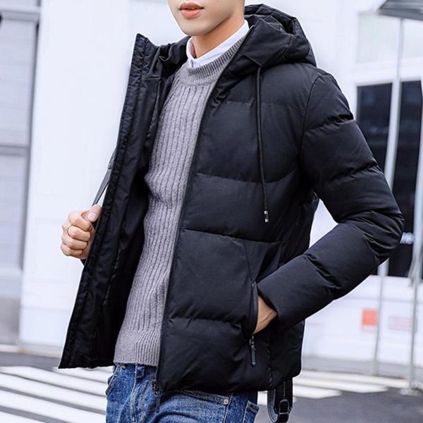 

men's jackets men down coat solid color padded windproof all match winter for daily wear, Black;brown