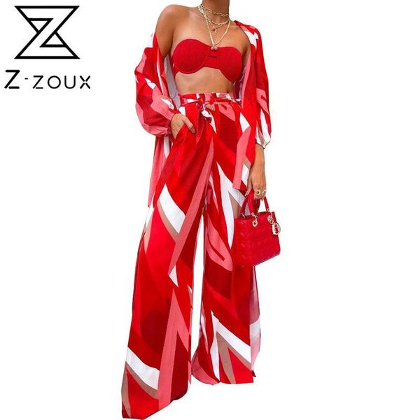 

women's two piece pants z-zoux women suit bohemia printed shirt suits loose casual woman blouses wide leg sets summer 2021, White