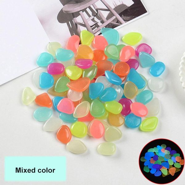 

decorations 50pcs/lot luminous pebbles rocks garden ornaments stone glow in the dark for walkways fish tank