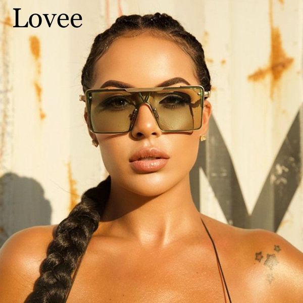 

sunglasses green metal large frame square women summer fashion style flat gradient sun glasses men protection, White;black