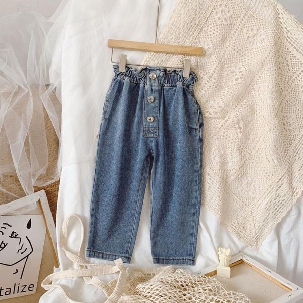 

jeans 2021 girl autumn fashion pant baby kids children denim trousers1, Blue