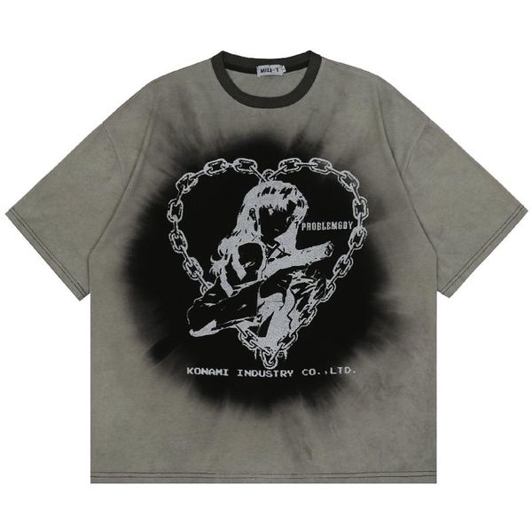 

men's t-shirts men t shirt hip hop 2021 dark streetwear tie dye tshirt print harajuku summer short sleeve t-shirt cotton tees oversize, White;black