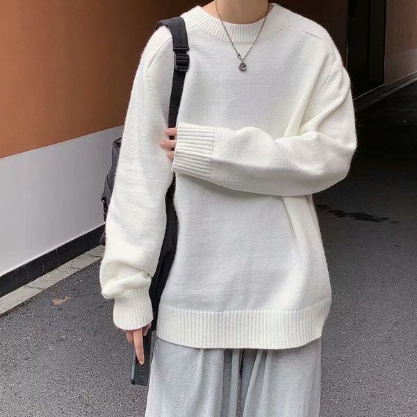 

2021 new winter men's fashionable coats long wool nightgown trend loose color tightly knit cashmere sweater mesh -2xl fht1, White;black