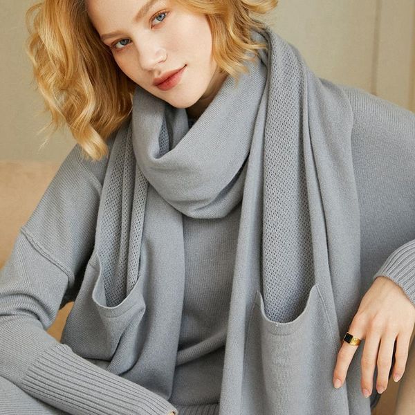 

scarves 100% cashmere scarf ladies quick-drying wind sports, Blue;gray