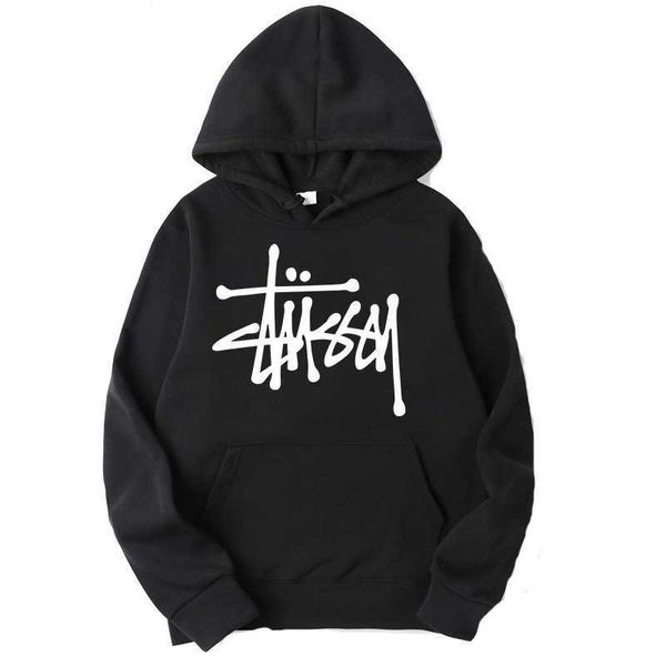 

new solid color printed sweater large brand casual hoodie personalized fashion coat, Black