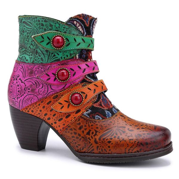 

boots women's 2021 handmade leather buckle, Black