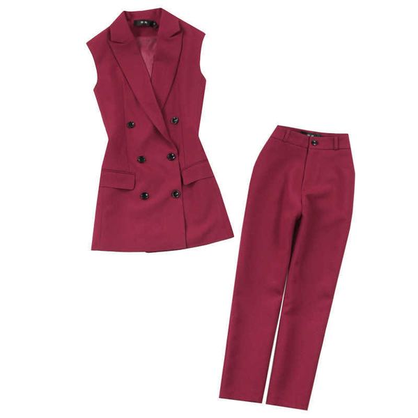 

high-quality women's pants suits mid-length jacket casual vest in spring and autumn casual high waist trousers 210527, White