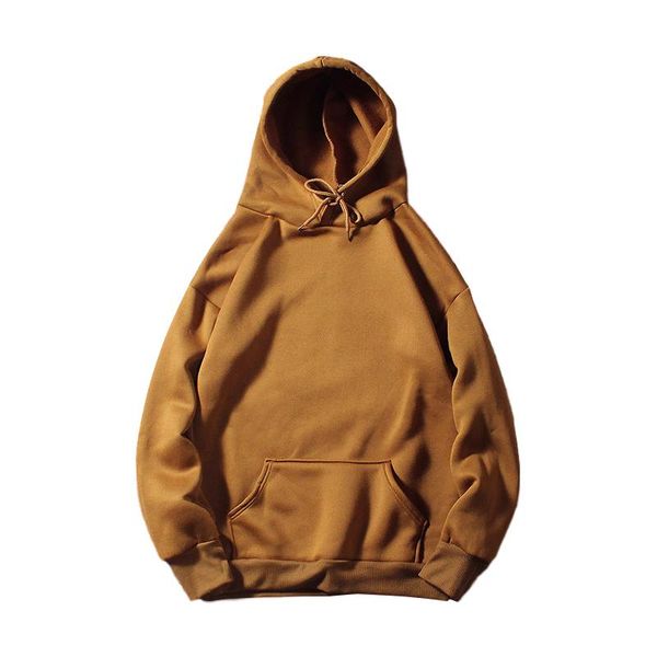 

men's hoodies & sweatshirts solid color plus velvet hoodie autumn soft warm hooded sweatshirt fashion casual loose pullover size, Black