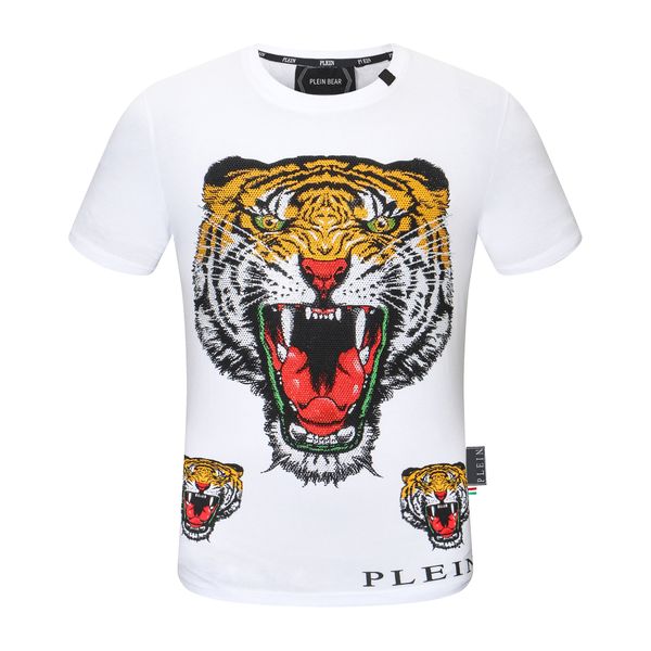 

plein bear t shirt mens designer tshirts rhinestone skull men t-shirts classical hip hop streetwear tshirt casual tees pb 16537, White;black