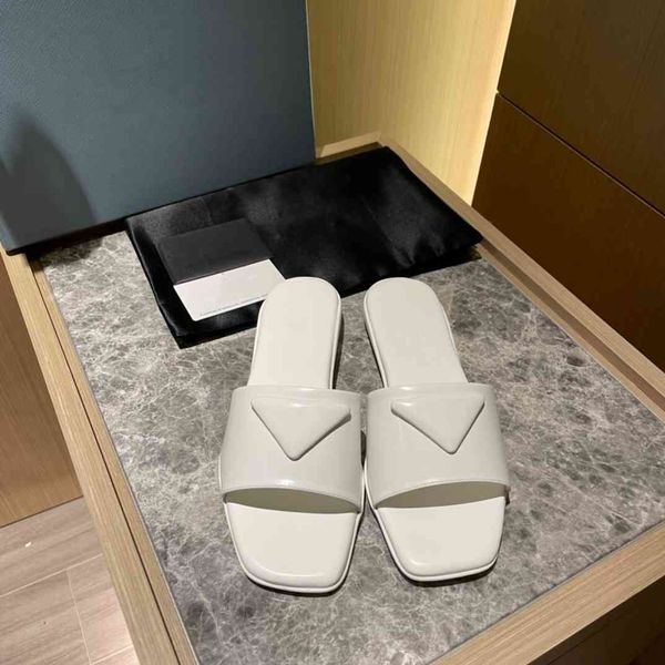 

1 flat slippers sandal triangle icon square toe shoes 8 colors women tpu outsole fashion kanyess slides luxurysss designers yw, Black